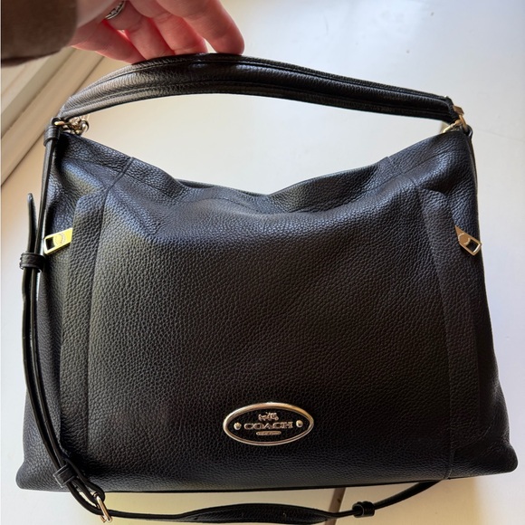 Coach Black Pebbled Leather Two Way Crossbody Bag EUC - Picture 4 of 11